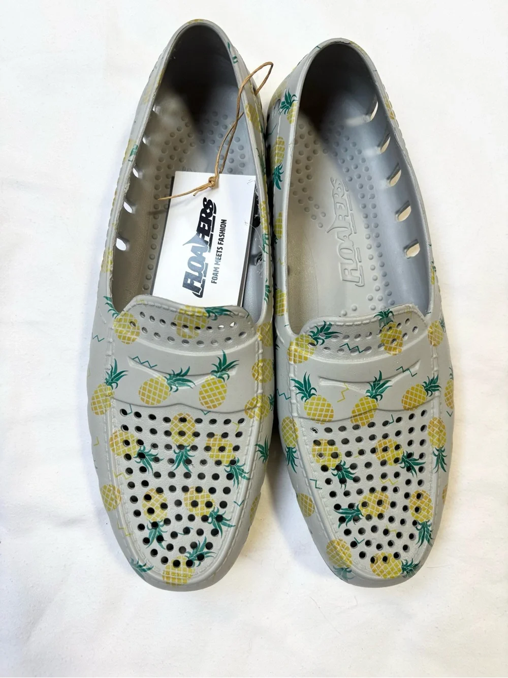 Men's Pineapple Print Boat Shoes - Gray/Yellow